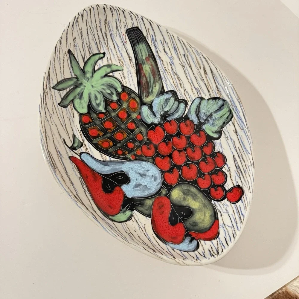 Vtg Italian Hand Painted‎ Pottery Plate MCM Marcello Fantoni Style